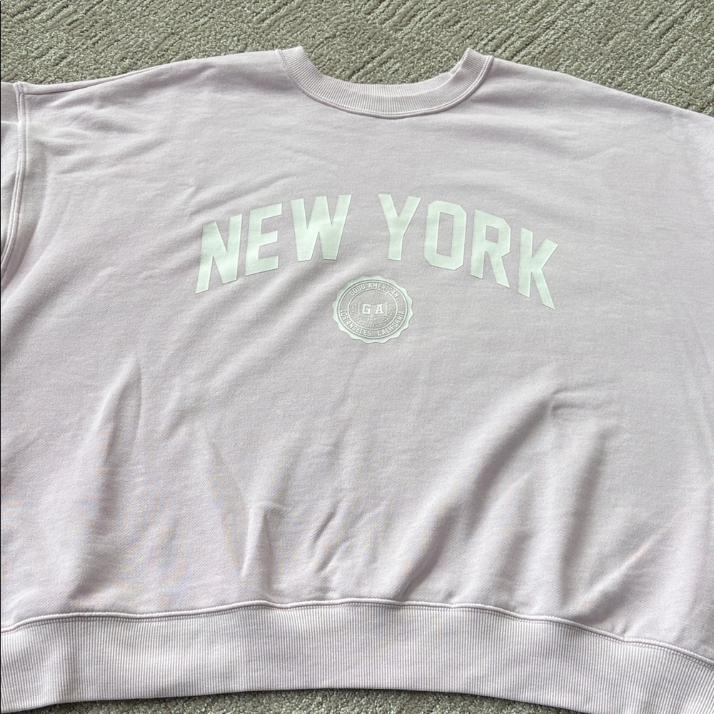 Good American light pink and white EUC sweatshirt